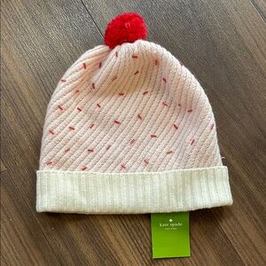 NWT Kate Spade Pink and White Beanie